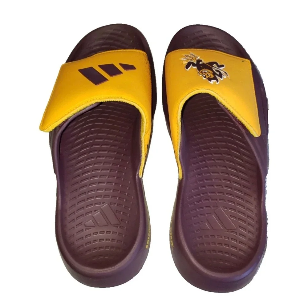 Adidas Slides Mens 9 Maroon Gold Excellence Arizona State Sun Devils NCAA